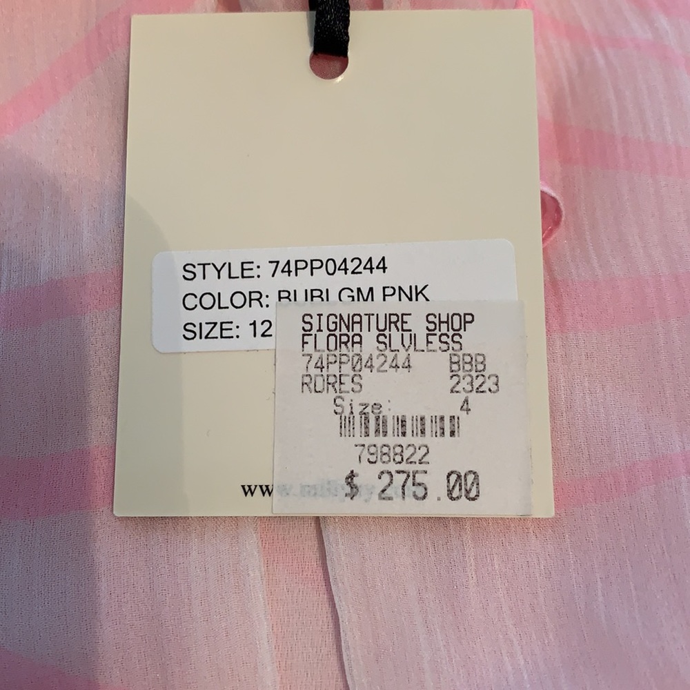 Milly pink white silk sleeveless top NWT 12 - Picture 7 of 9